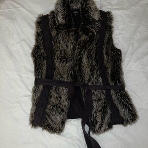XOXO Black and Gray Faux Fur Vest